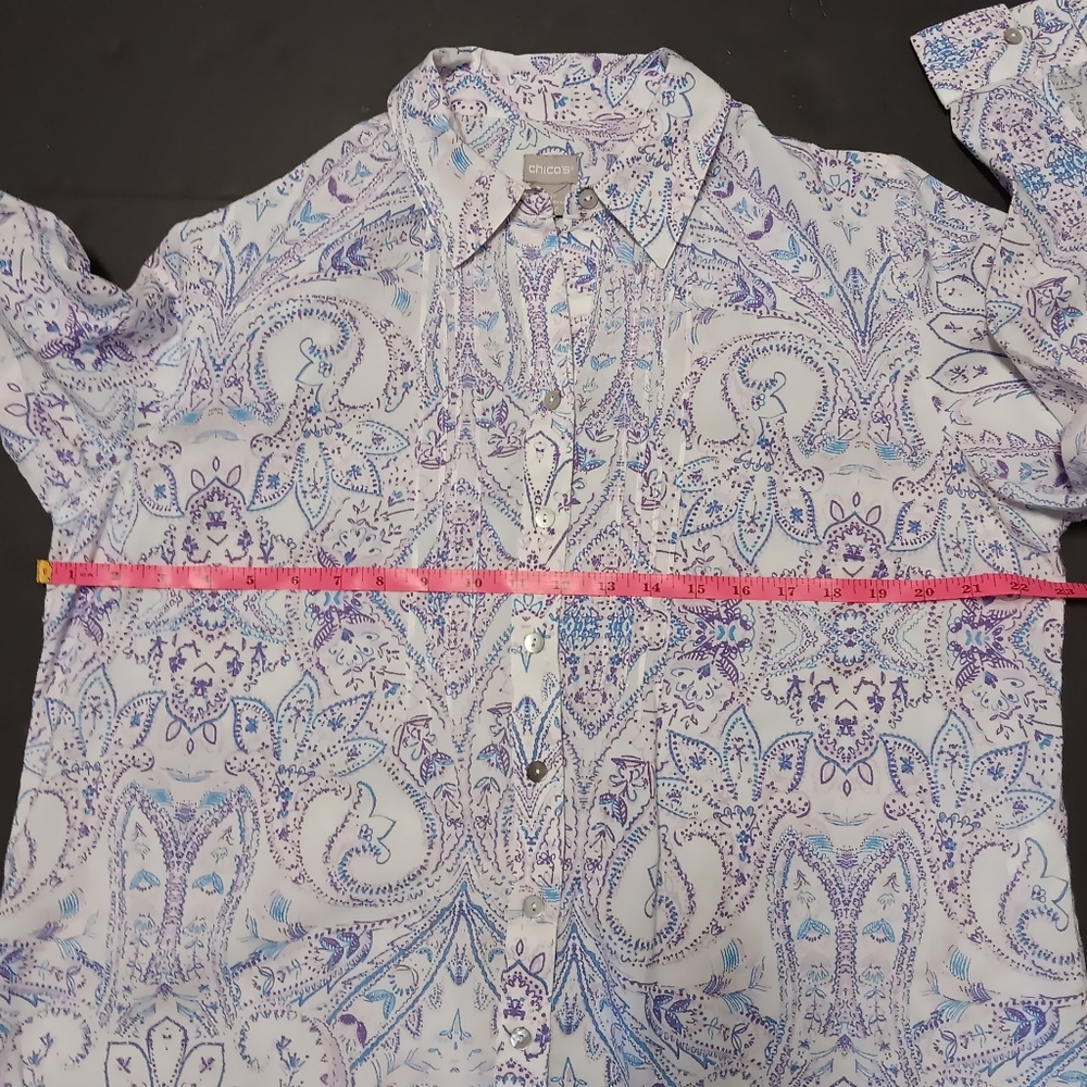 CHICO'S lightweight cotton print button down tunic, 2P - Picture 9 of 13